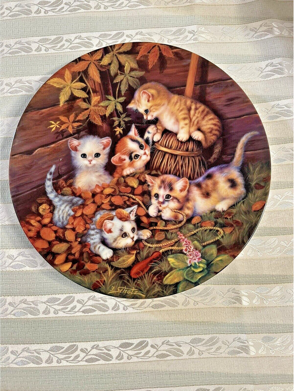 Bradford Exchange "At the Garden Fence"  Decorator Kitty Plate New